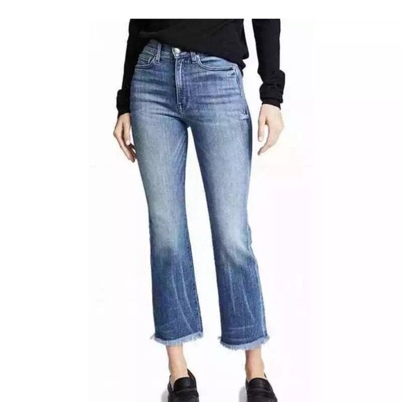 AYR Medium Blue Straight Leg The Pop Frayed Raw Hem Jeans 33 - Picture 2 of 14